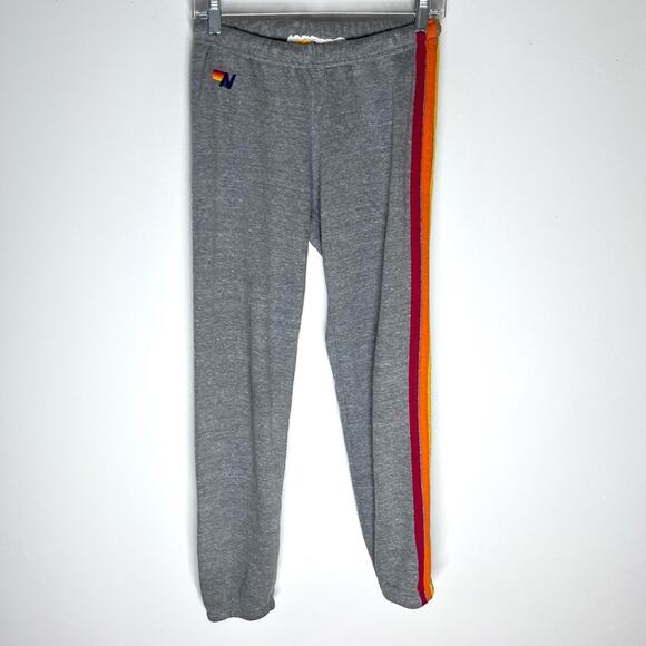 Aviator Nation Rainbow 5 Stripe Sweatpants Heather Gray Sz S - Picture 3 of 7